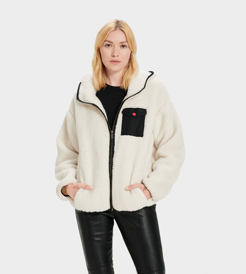 Ugg Hoodie Womens - Ugg Kadence Sherpa White - 281GBNESL